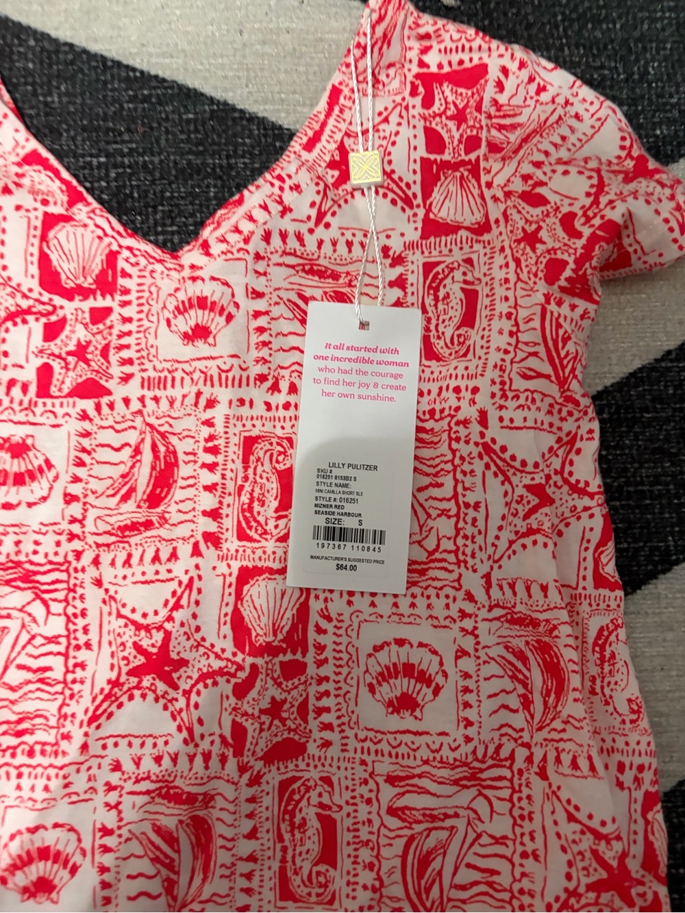 Lilly Pulitzer Red Nautical Print V-Neck Top